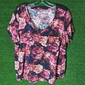 Torrid size 1 classic fit floral print with pockets and v neck